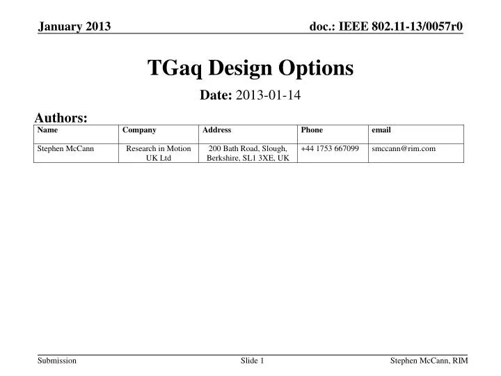 tgaq design options