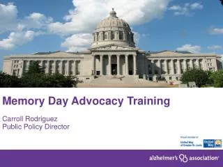 Memory Day Advocacy Training Carroll Rodriguez Public Policy Director