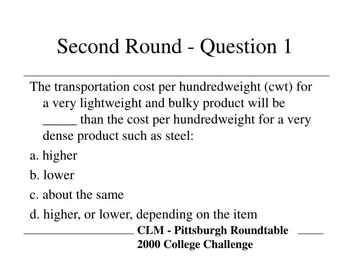 second round question 1