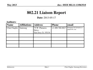 802.21 Liaison Report