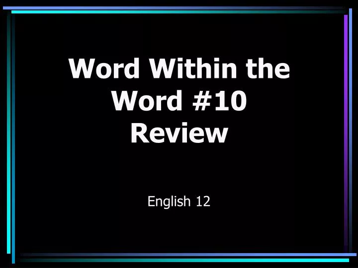 word within the word 10 review