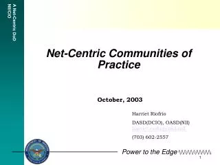 Net-Centric Communities of Practice