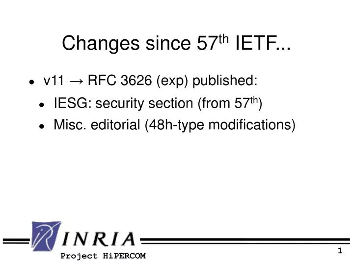 changes since 57 th ietf