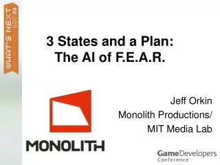 3 States and a Plan: The AI of F.E.A.R.