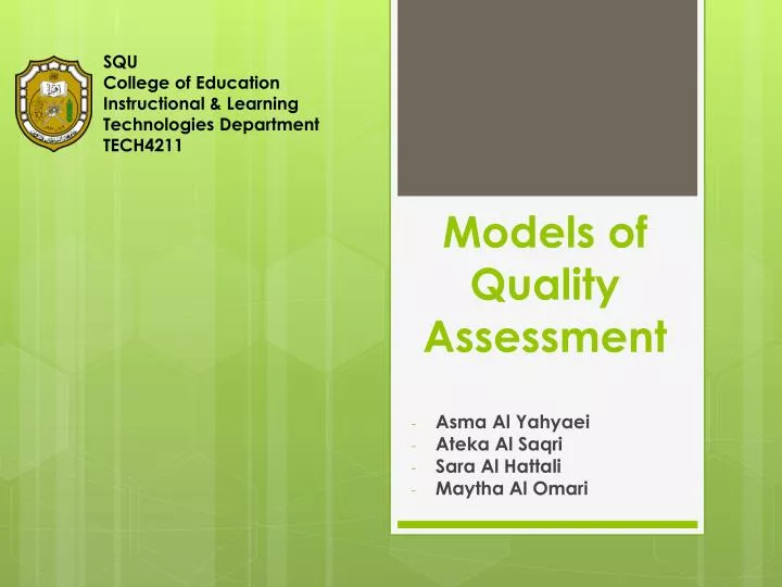 models of quality assessment