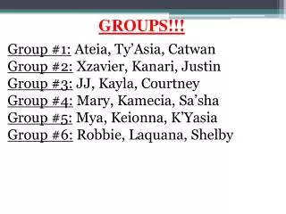 GROUPS!!!