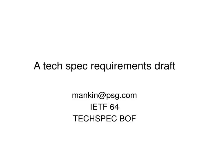 a tech spec requirements draft