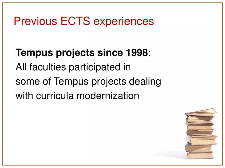 previous ects experiences