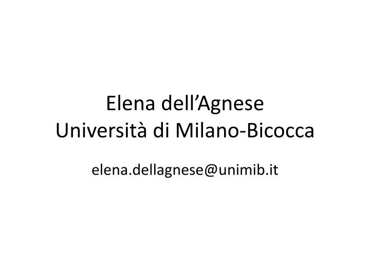 elena dell agnese universit di milano bicocca