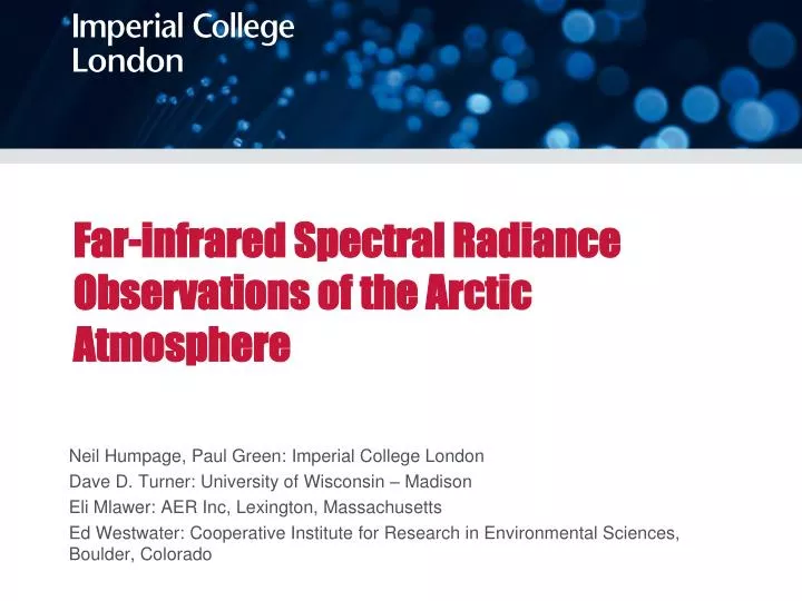 far infrared spectral radiance observations of the arctic atmosphere