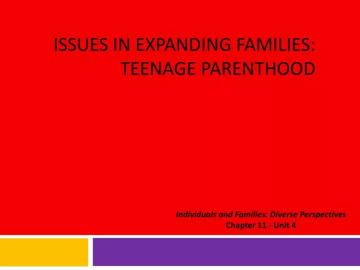 issues in expanding families teenage parenthood