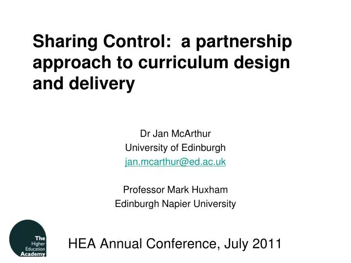 sharing control a partnership approach to curriculum design and delivery