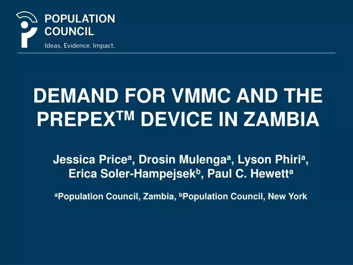 demand for vmmc and the prepex tm device in zambia