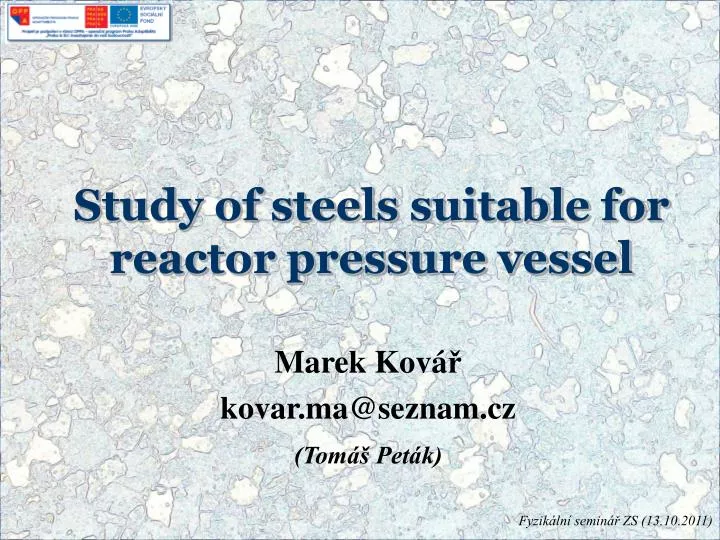 study of steels suitable for reactor pressure vessel