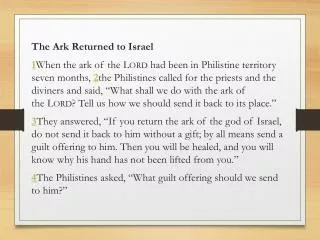 The Ark Returned to Israel
