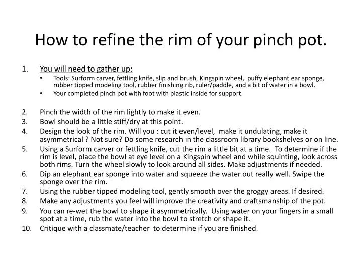 how to refine the rim of your pinch pot