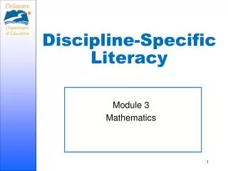 Discipline-Specific Literacy