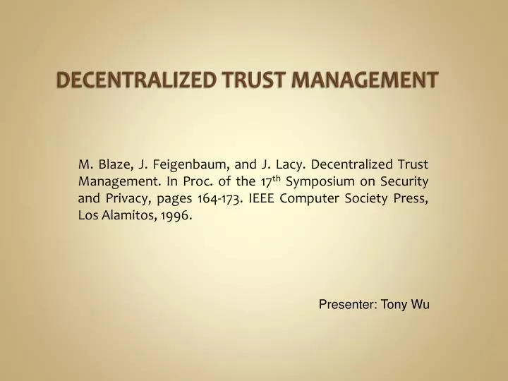decentralized trust management