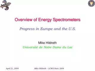 Overview of Energy Spectrometers