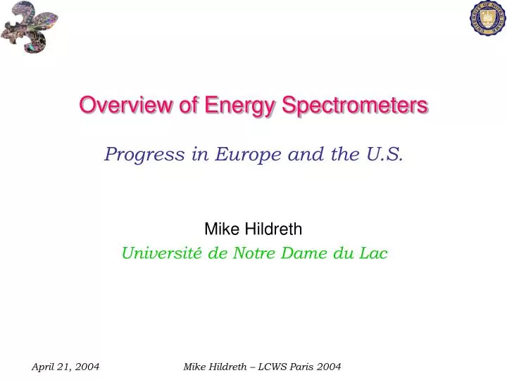 overview of energy spectrometers