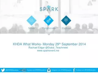 KHDA What Works- Monday 29 th September 2014 Rachael Edgar @ Dubai_Teachmeet sparkevent