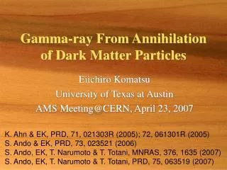 Gamma-ray From Annihilation of Dark Matter Particles