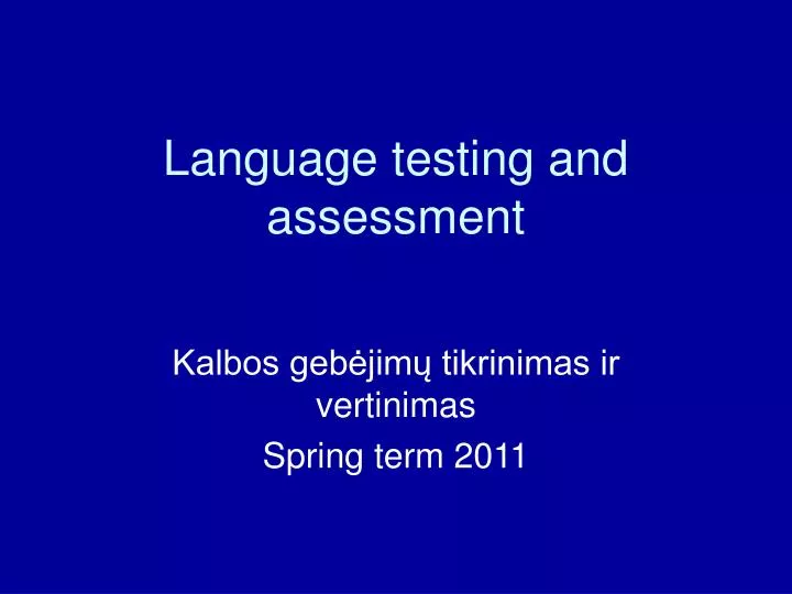 language testing and assessment