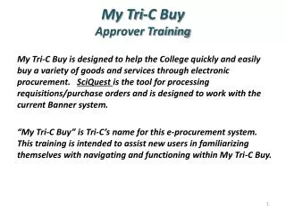My Tri-C Buy Approver Training