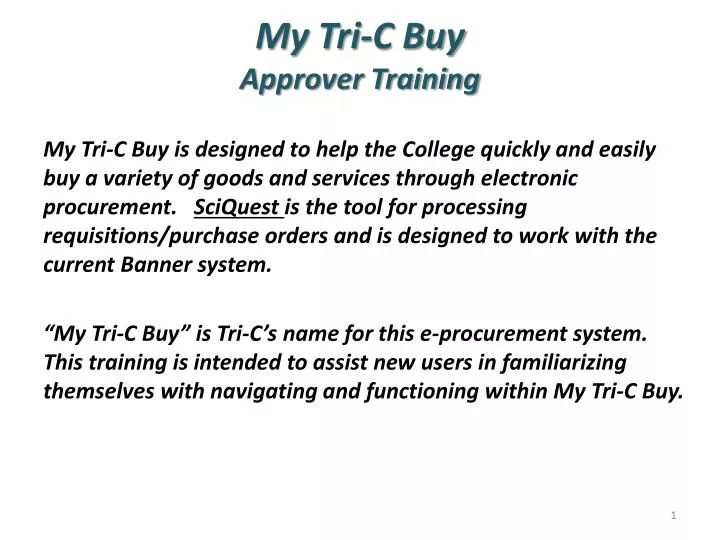my tri c buy approver training