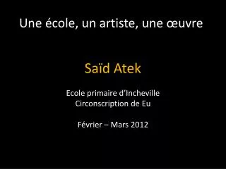 une cole un artiste une uvre
