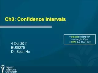 Ch8: Confidence Intervals
