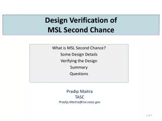 Design Verification of MSL Second Chance
