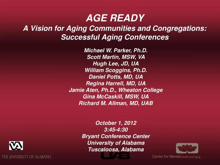 age ready a vision for aging communities and congregations successful aging conferences
