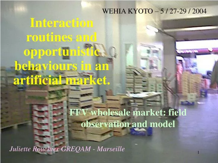 interaction routines and opportunistic behaviours in an artificial market