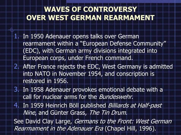waves of controversy over west german rearmament
