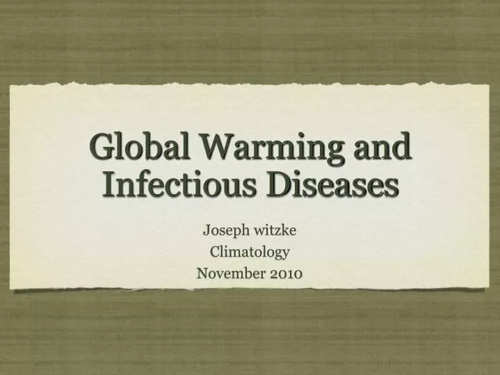 global warming and infectious diseases