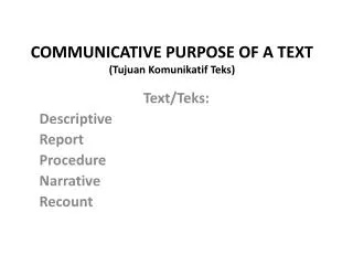 COMMUNICATIVE PURPOSE OF A TEXT (Tujuan Komunikatif Teks)