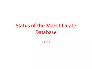 Status of the Mars Climate Database