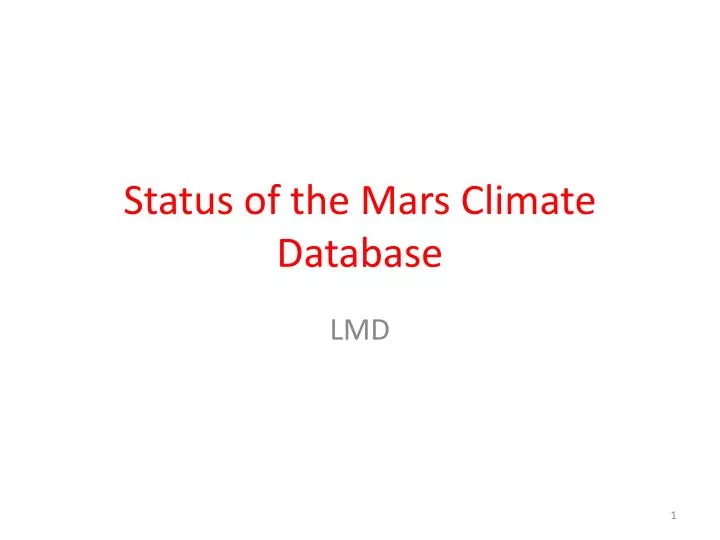 status of the mars climate database