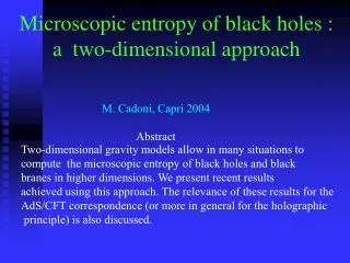 Microscopic entropy of black holes : a two-dimensional approach