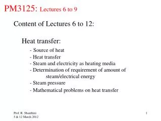 PM3125: Lectures 6 to 9