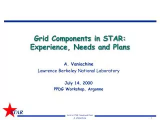 Grid Components in STAR: Experience, Needs and Plans