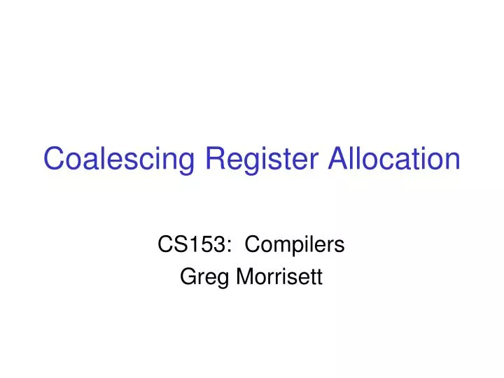 coalescing register allocation