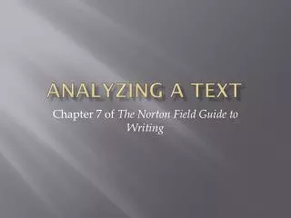 Analyzing a Text