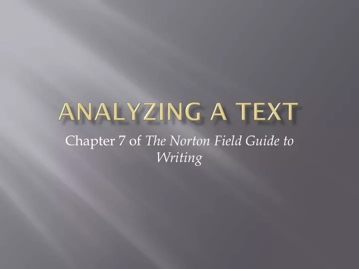 analyzing a text