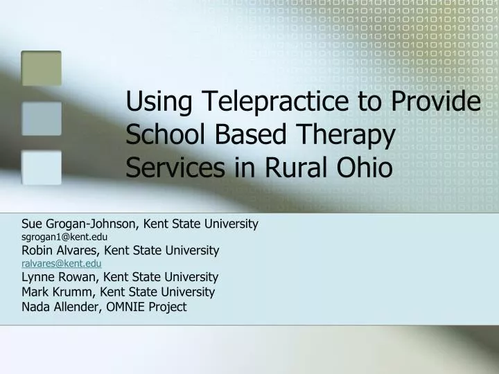 using telepractice to provide school based therapy services in rural ohio