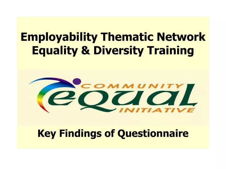 employability thematic network equality diversity training