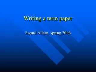 Writing a term paper