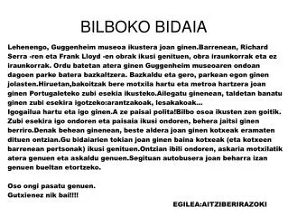 bilboko bidaia