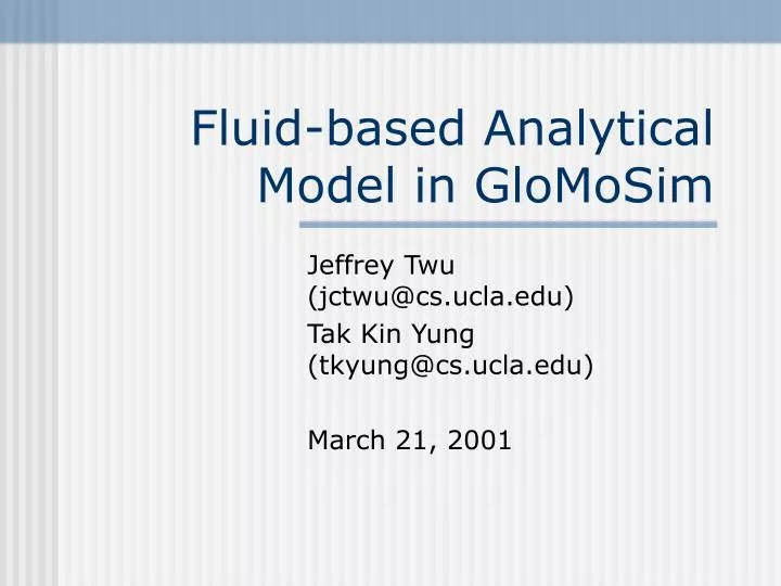 fluid based analytical model in glomosim